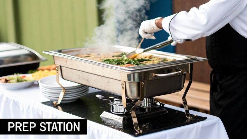 Gravy and creamy sauces in open pans