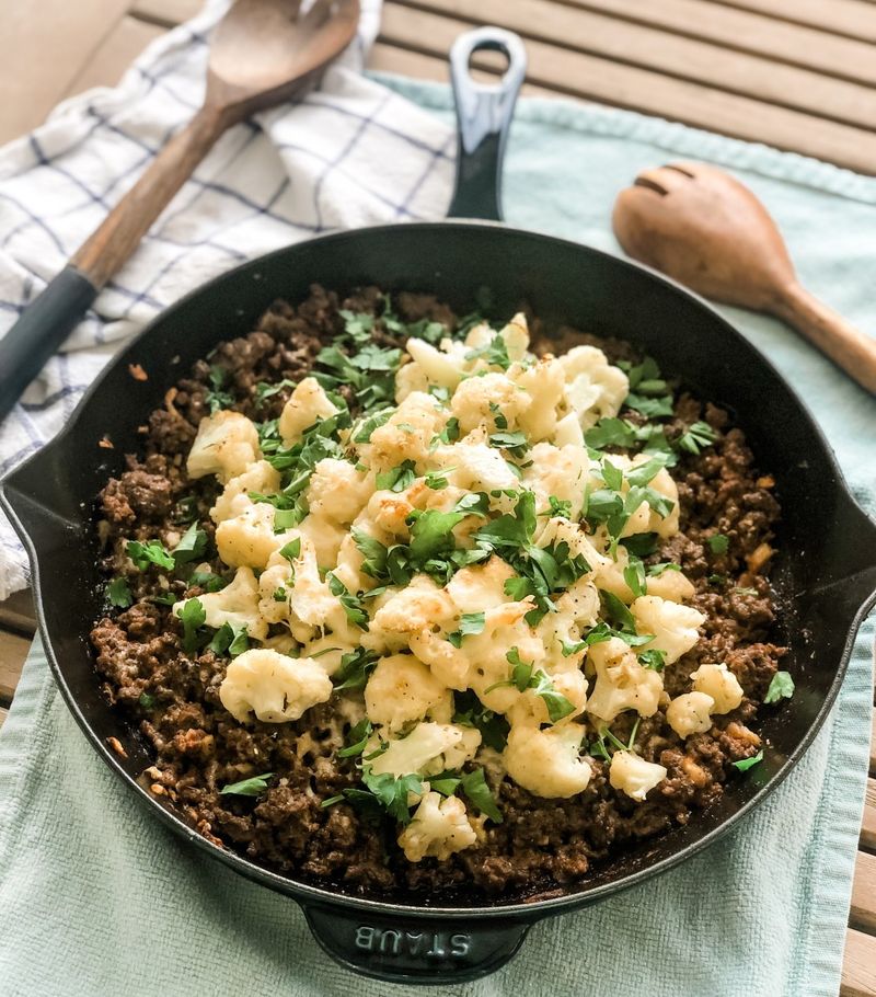One-Pan Italian Ground Beef and Cauliflower Skillet