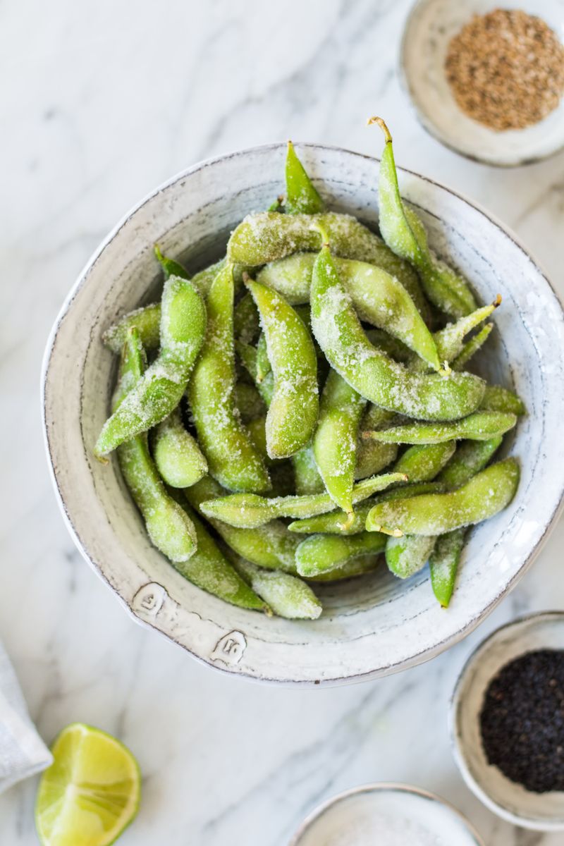 Edamame with flaky salt