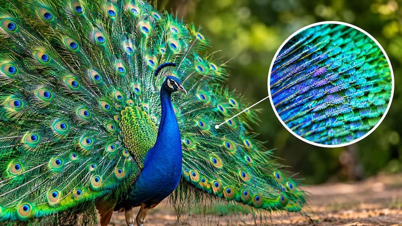 The flash changes with your position—not because the feather changes color instantly