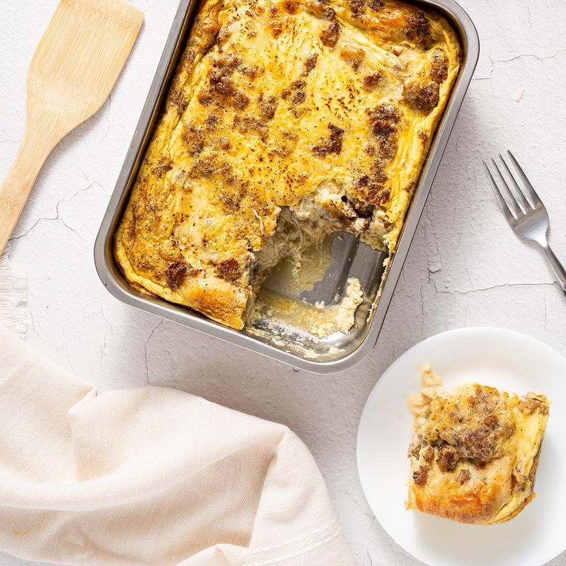 Mozzarella and Turkey Sausage Lighter Crescent Casserole