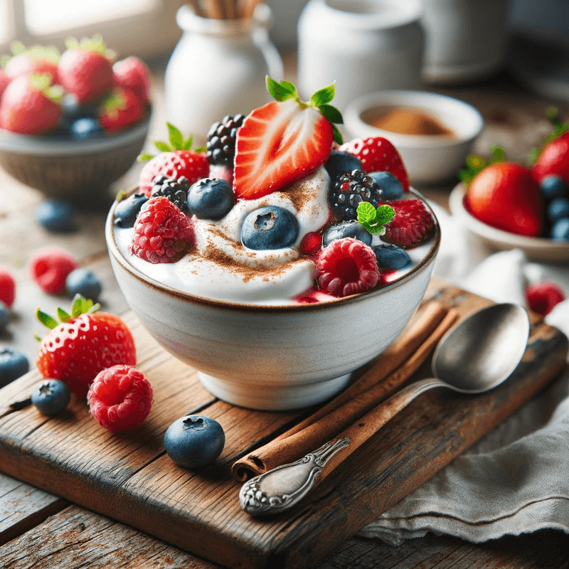 Greek yogurt (plain) with cinnamon