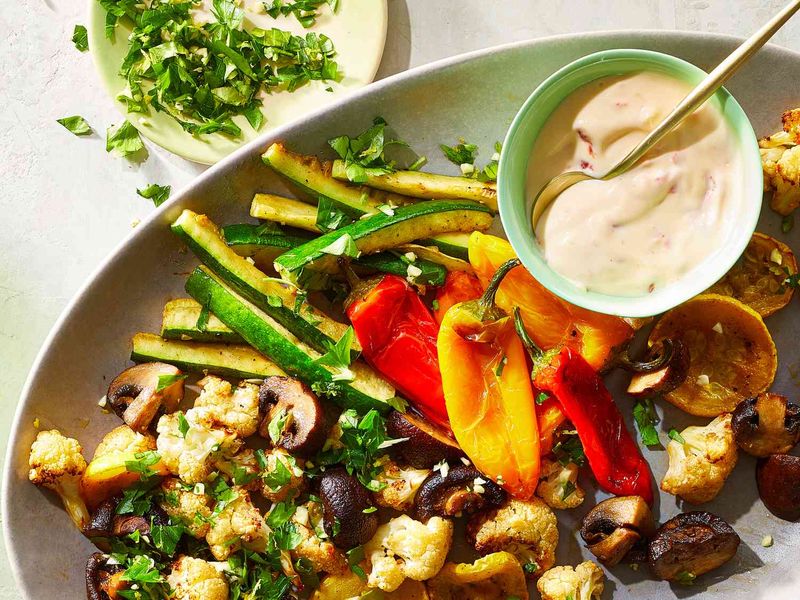 Roasted Veggie Hummus Salad