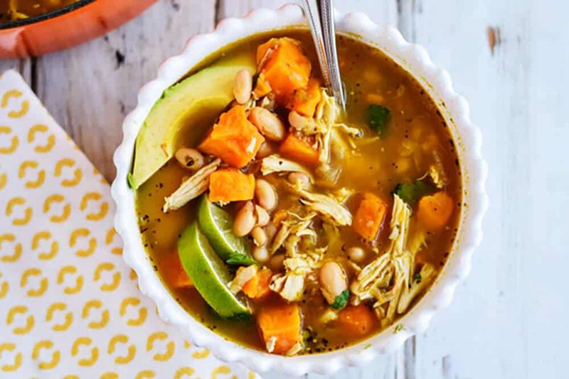 White Chicken Chili With White Sweet Potatoes