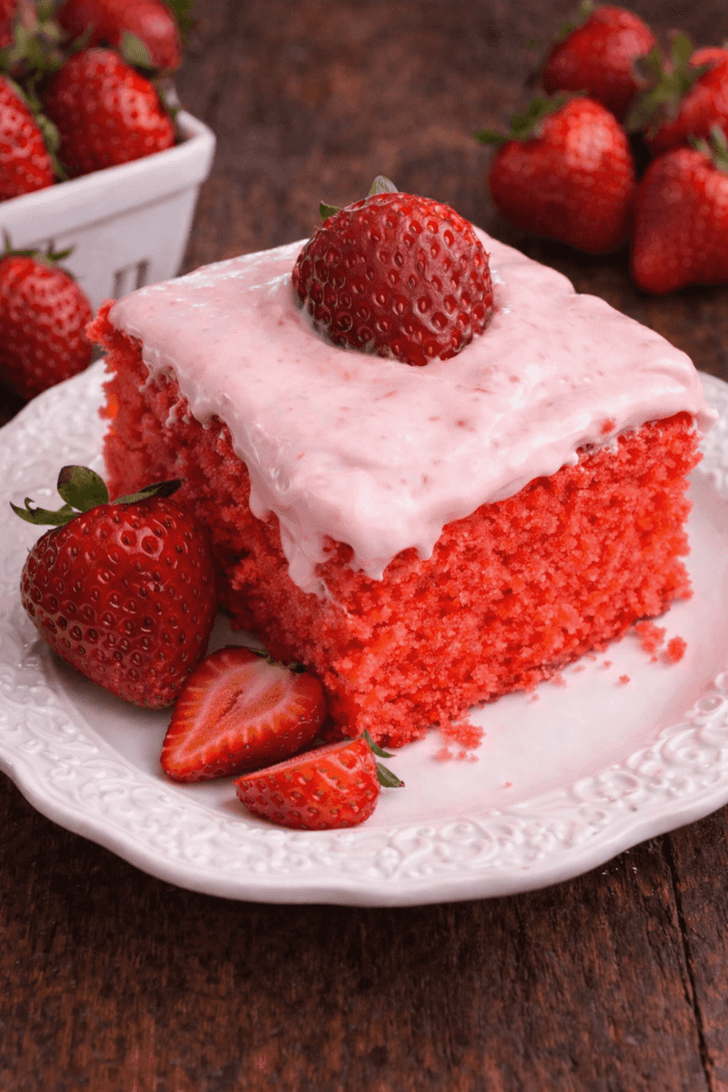 Strawberry Cake with Jell-O for Extra Moisture