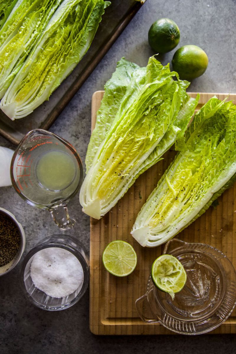 Grilled Romaine Lettuce with Lemon Tahini Dressing