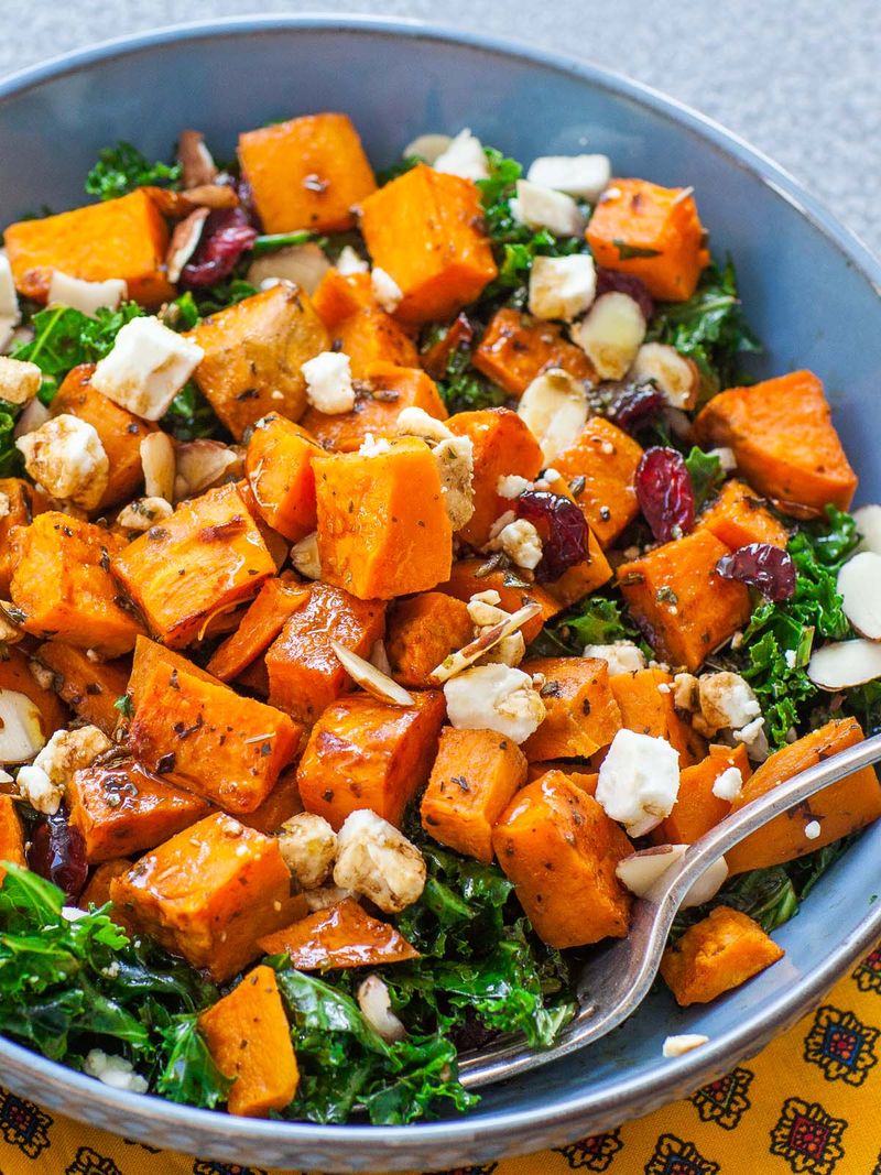 Roasted Sweet Potato Salad With Kale and Arugula