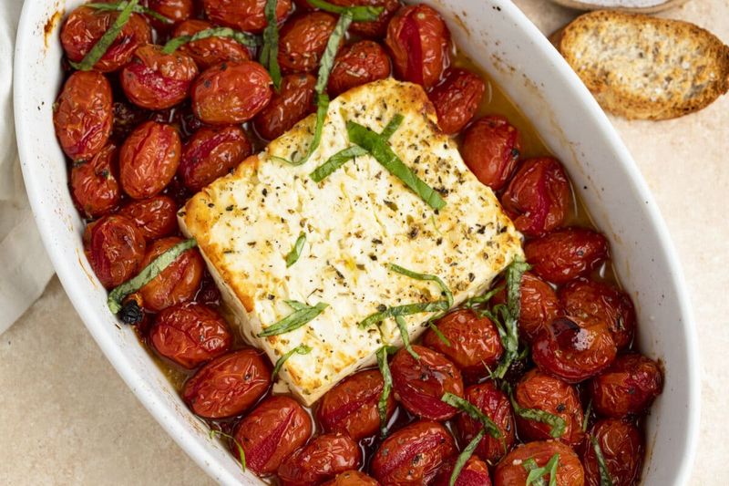 Baked Feta With Tomatoes And Olives