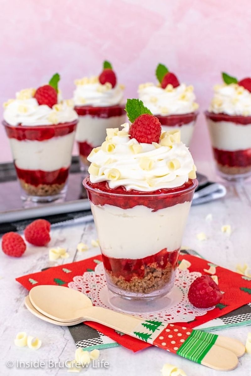 Raspberry white chocolate cheesecake cups