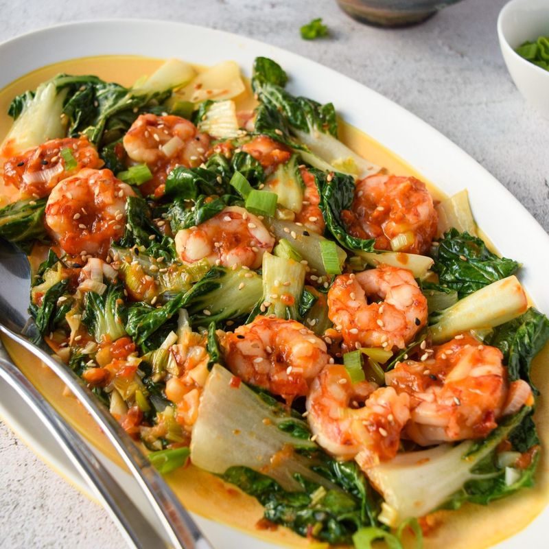 Garlic Butter Bok Choy with Shrimp