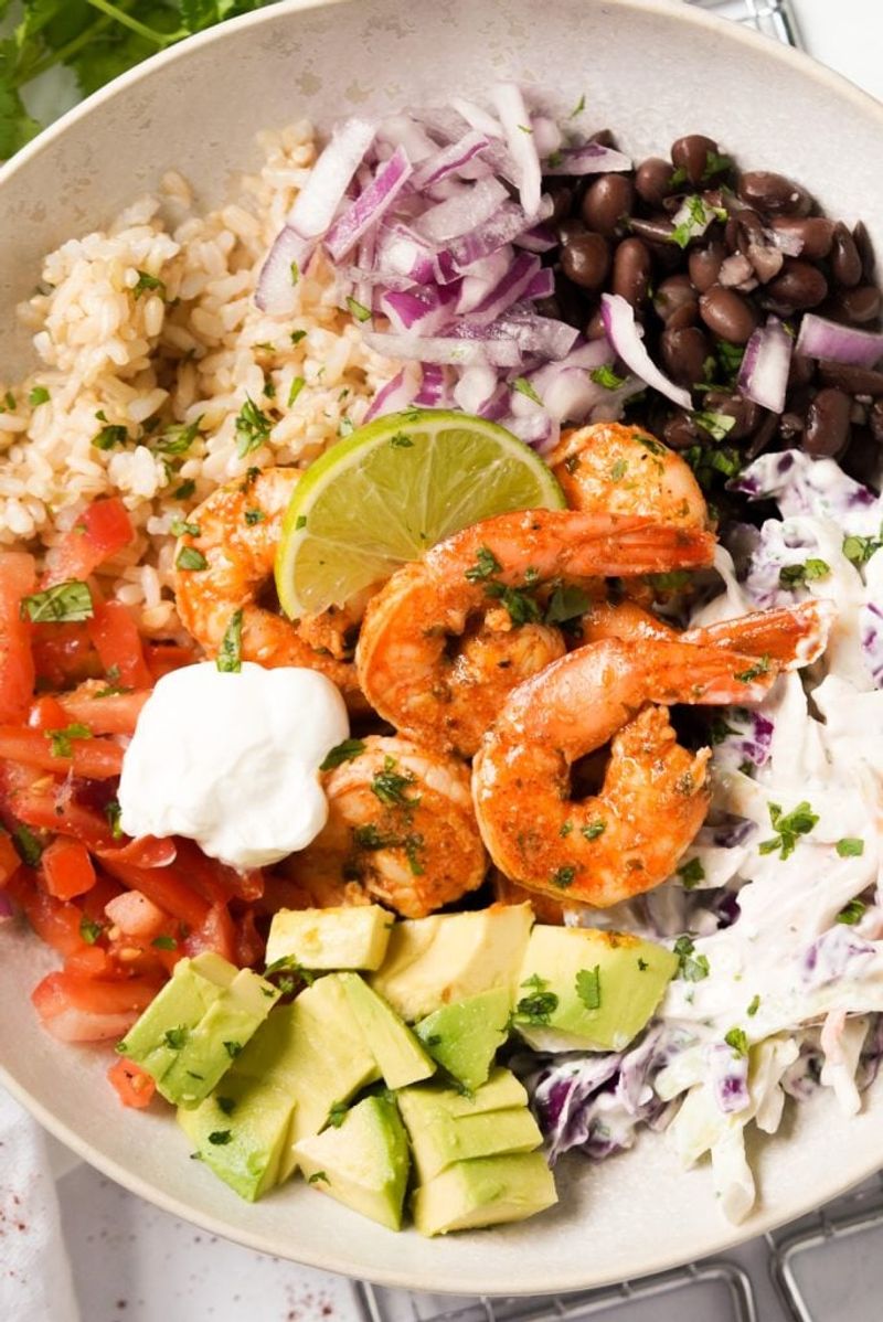 Shrimp Taco Bowl with Lime Slaw