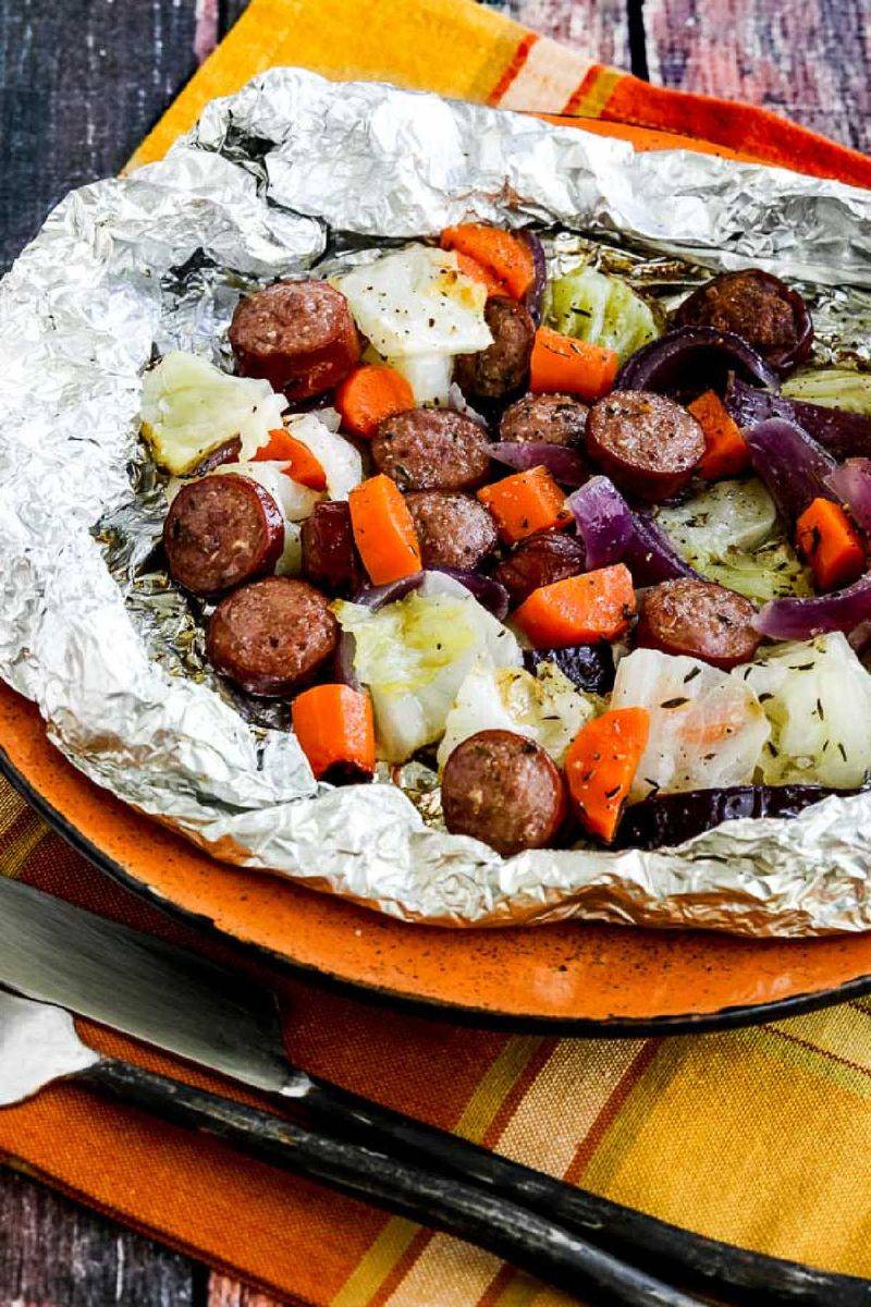 Kielbasa + cabbage + carrots