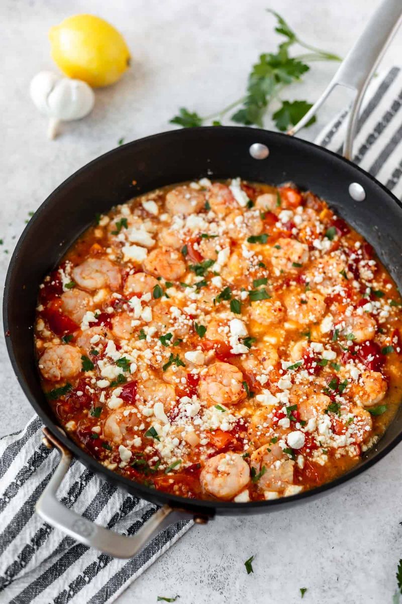 Shrimp and Tomato Feta Skillet