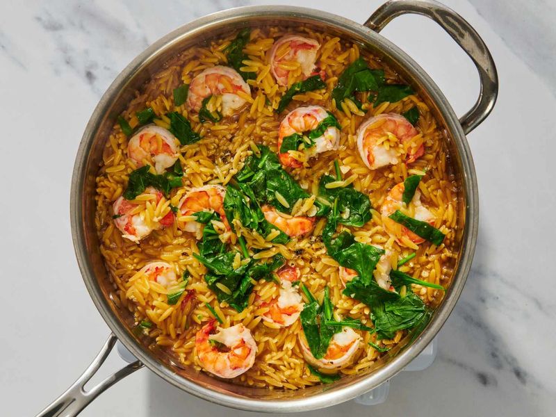 Lemon Garlic Shrimp With Orzo
