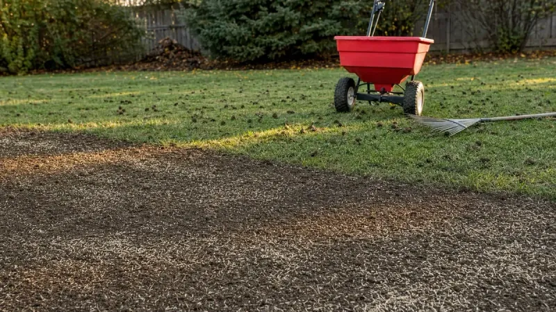 Rake in the seed and keep the surface moist