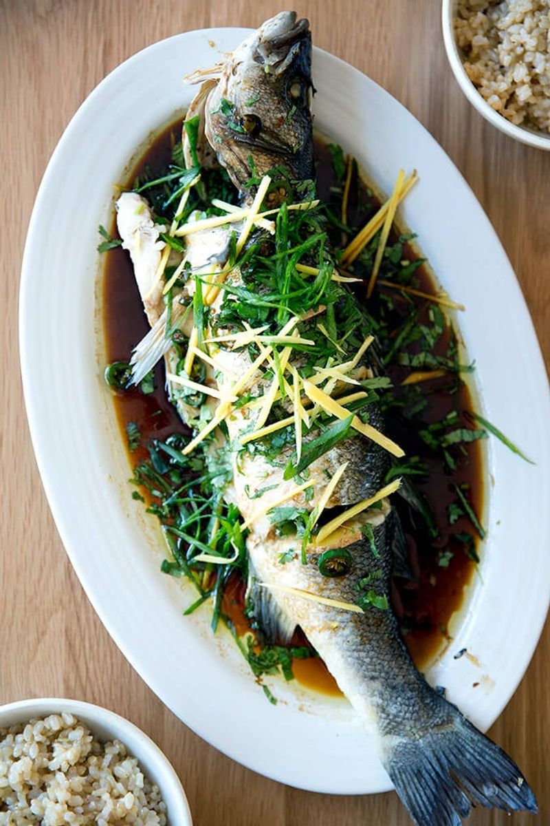 Whole Steamed Fish With Ginger and Scallions