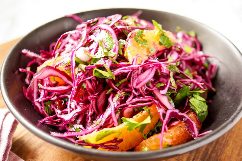 Red Cabbage Slaw Salad With Citrus Dressing