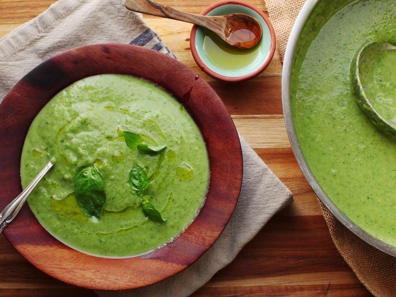 Creamy Zucchini Soup With Basil Oil