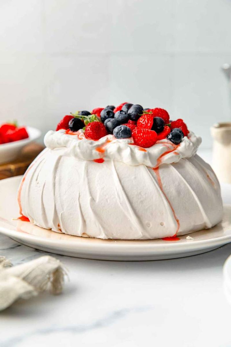 Pavlova With Whipped Cream and Berries
