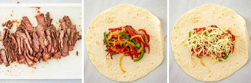 Cheesesteak burritos