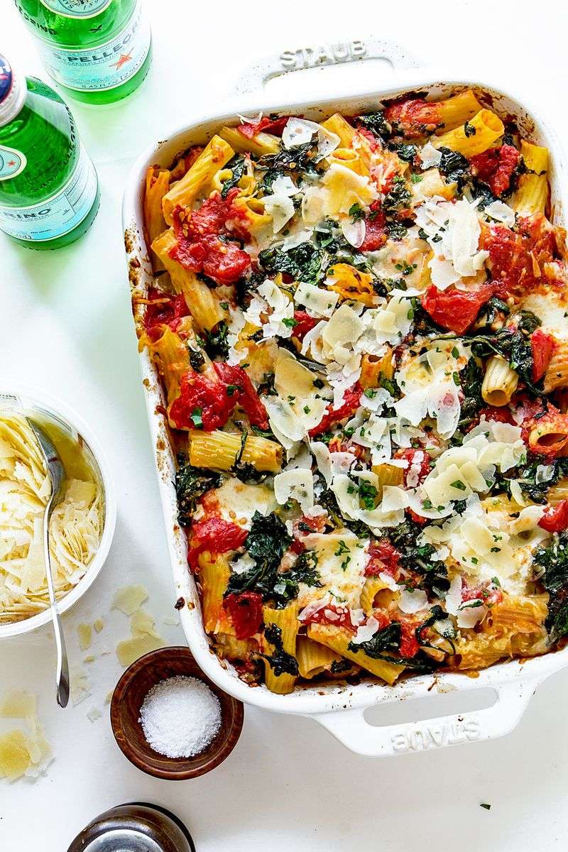 Cheesy Sausage Pasta Bake with Spinach