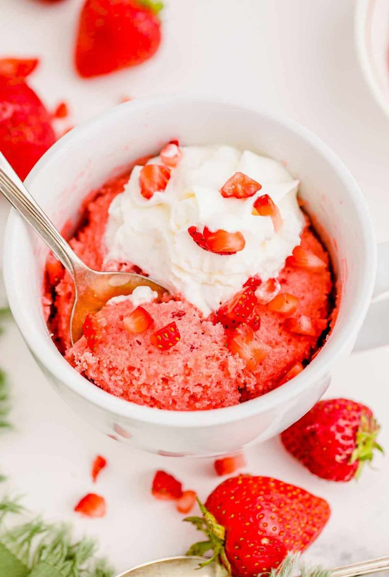 Strawberry Mug Cake in Under Two Minutes