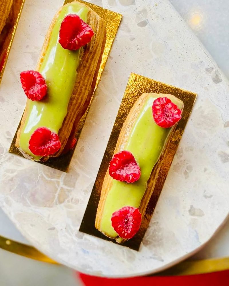 Pistachio Raspberry Mini Eclairs