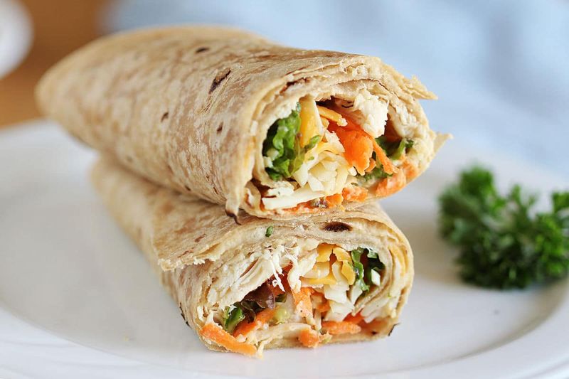 Grilled Chicken and Hummus Wrap
