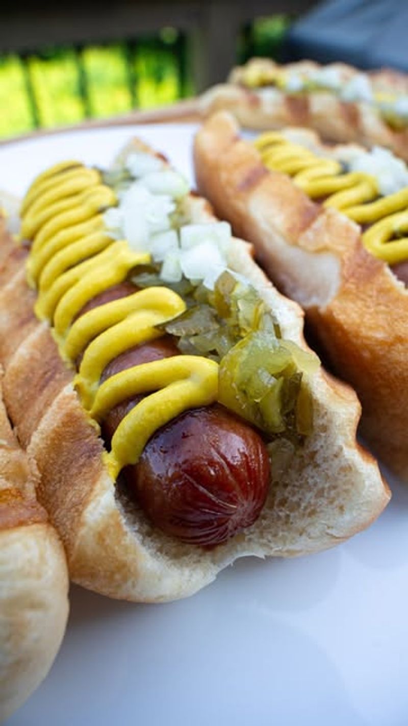 Hot dogs with everything at a roadside stand