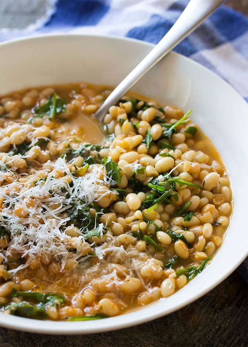 White Bean Soup With Kale and Arugula