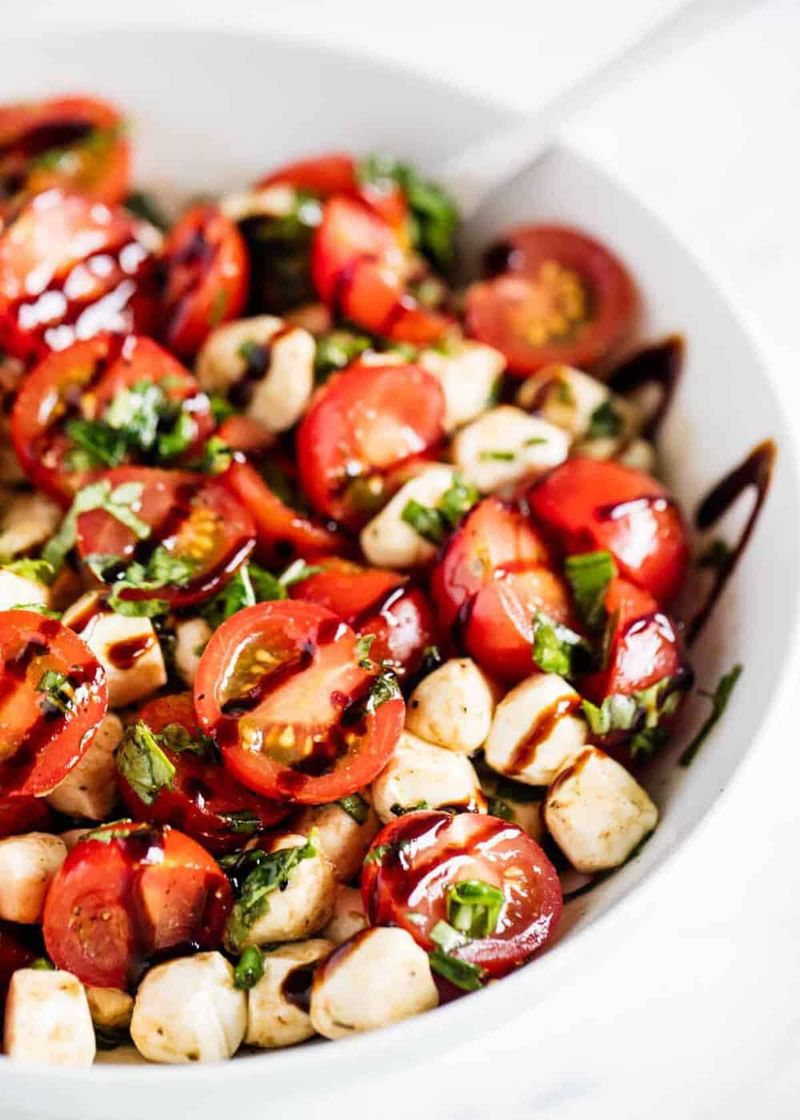 Caprese chickpea salad