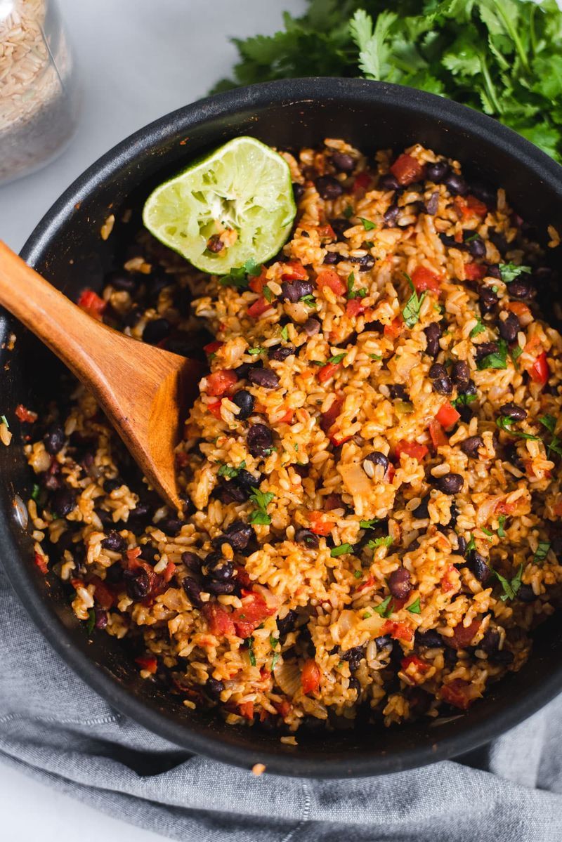 Rice and Beans With Roasted Peppers