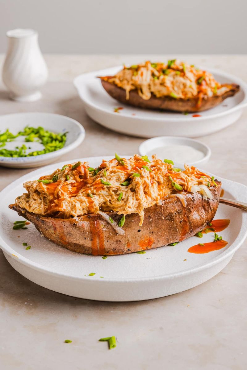 Buffalo Chicken-Stuffed Sweet Potatoes