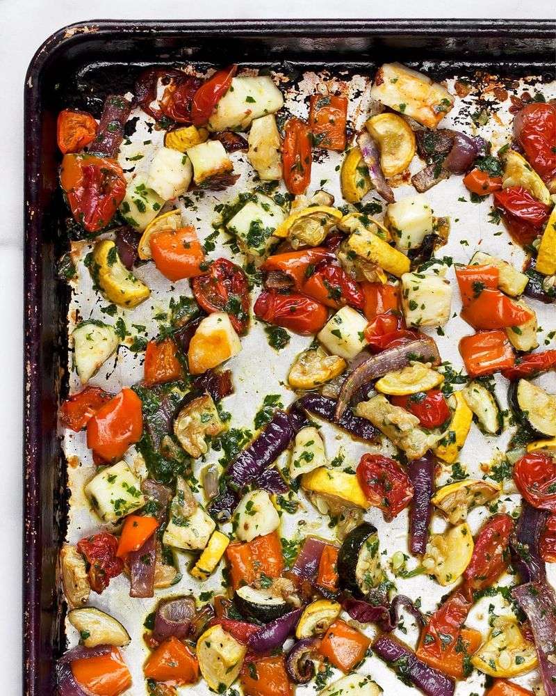 Sheet Pan Halloumi And Veggies