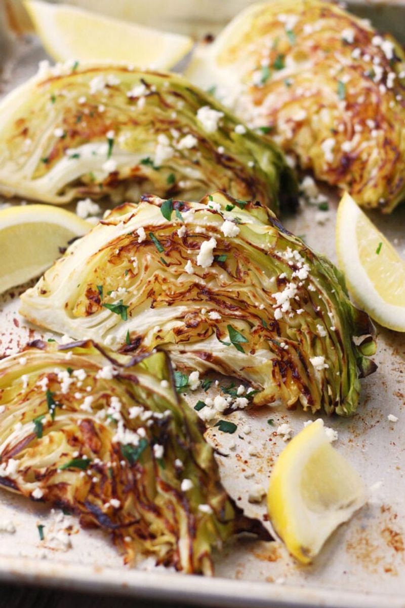 Roasted Cabbage with Lemon and Herbs