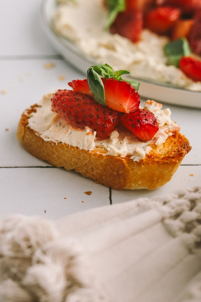Roasted Balsamic Strawberries with Boursin and Crostini
