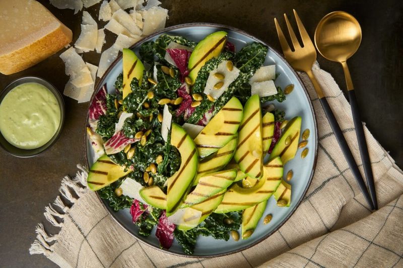 Grilled Kale and Avocado Salad