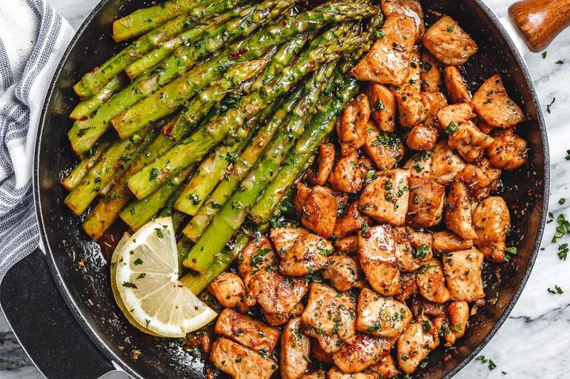 One-Pan Garlic Butter Chicken with Asparagus