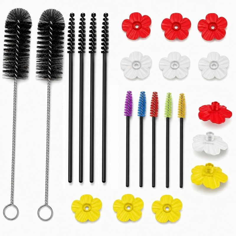 Small brushes reach the places a rinse can miss