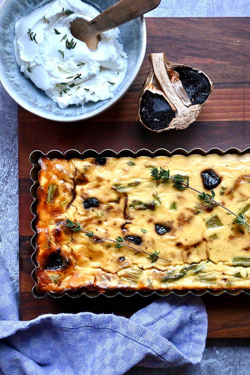 Garlic Scape And Goat Cheese Tart