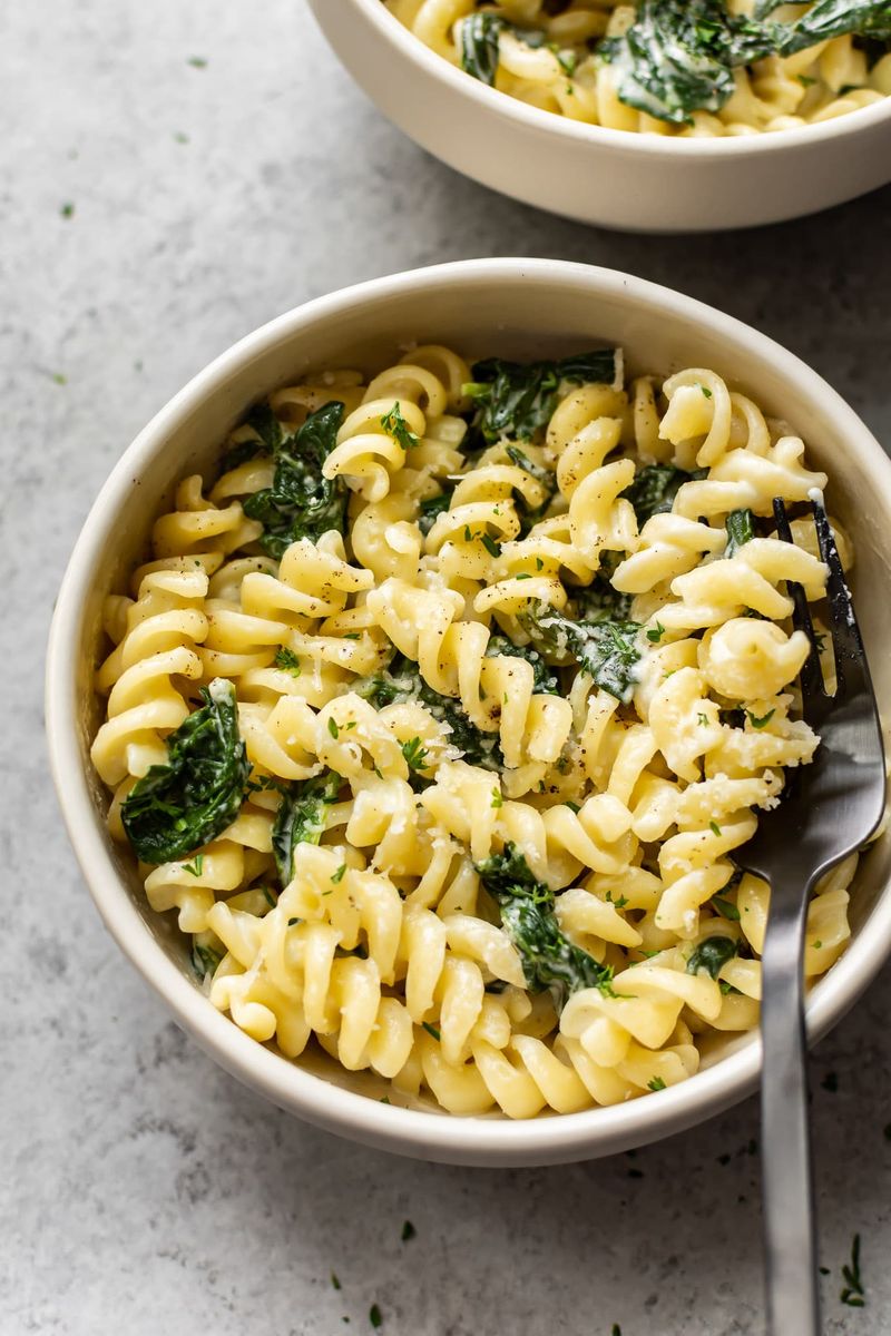 Creamy Goat Cheese Pasta With Spinach
