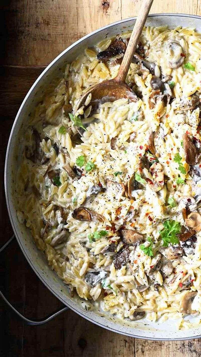 Orzo “Risotto” With Mushrooms