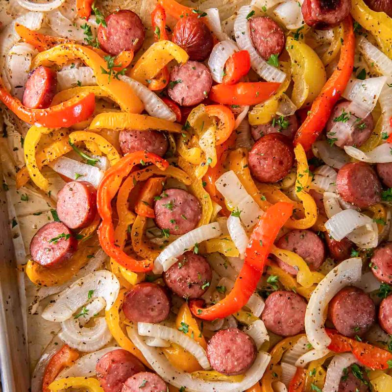 Sheet Pan Sausage and Peppers
