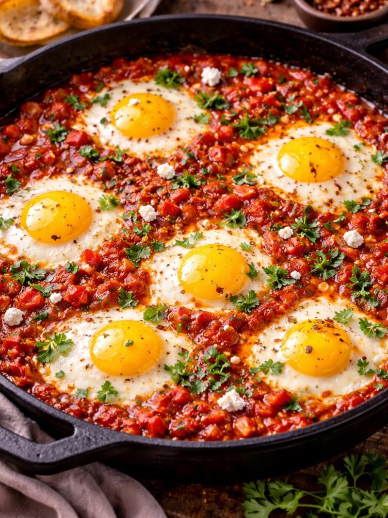 Shakshuka-Inspired Eggs In Tomato Sauce