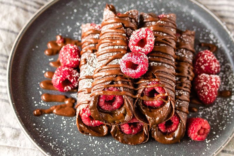 Chocolate ganache and raspberries