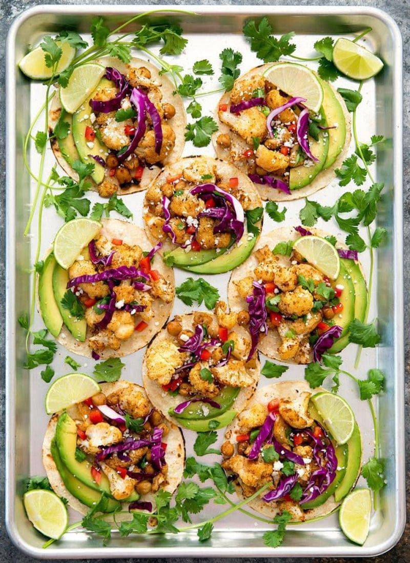 Taco-spiced cauliflower sheet-pan tacos