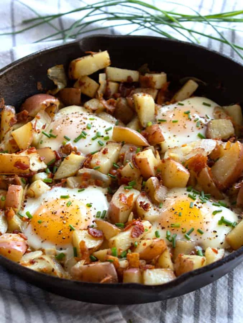 Breakfast-for-dinner (eggs, toast, potatoes)