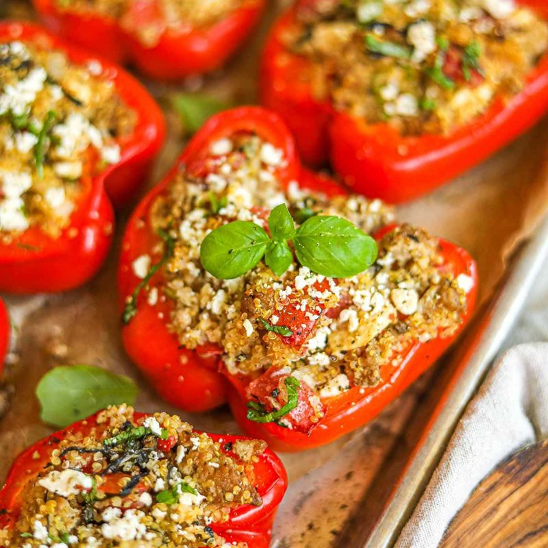 Stuffed Bell Peppers With Quinoa and Ground Turkey