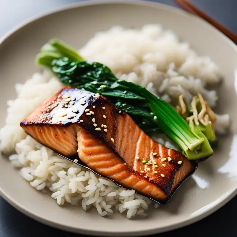 Bok Choy and Salmon Teriyaki Bowl