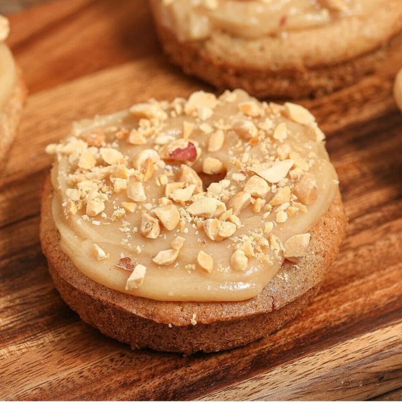Banana Donuts with Peanut Butter Glaze